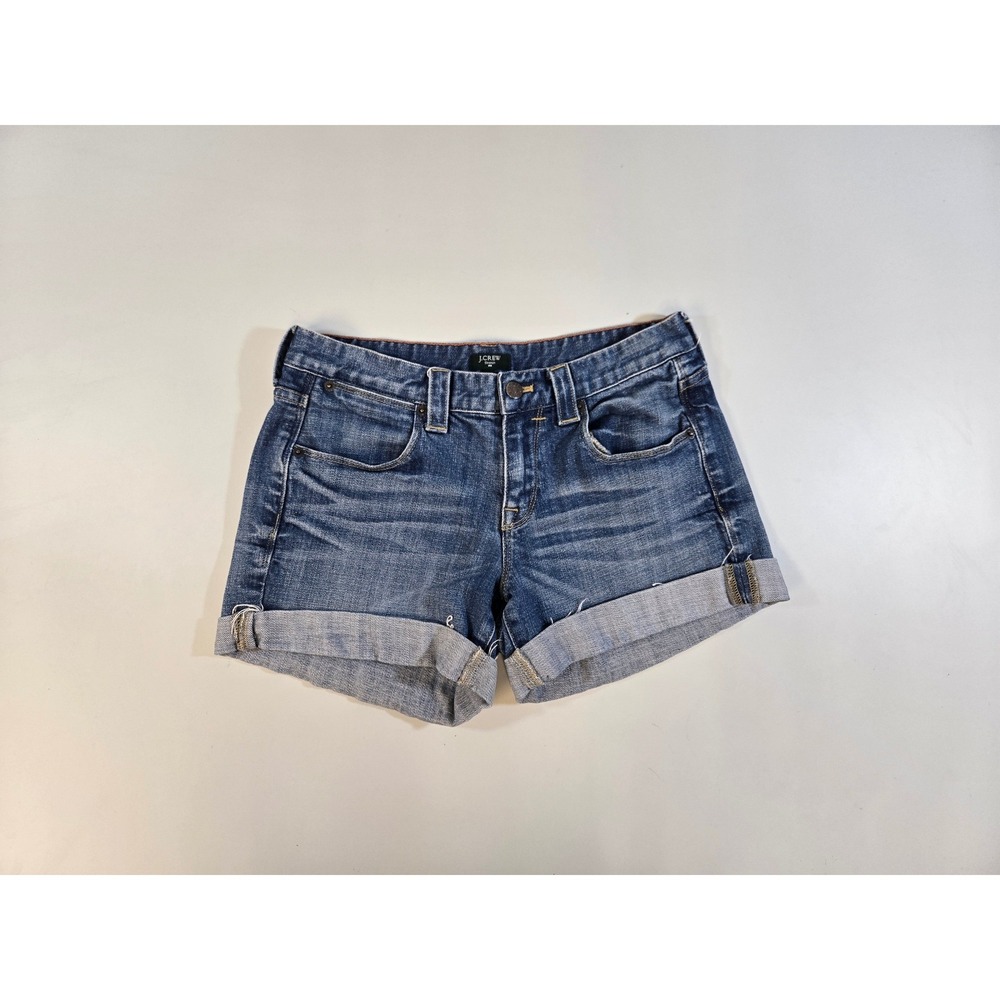 J.Crew Stretch Denim Cuffed Shorts Womens Size 2 Medium Wash Blue 34619